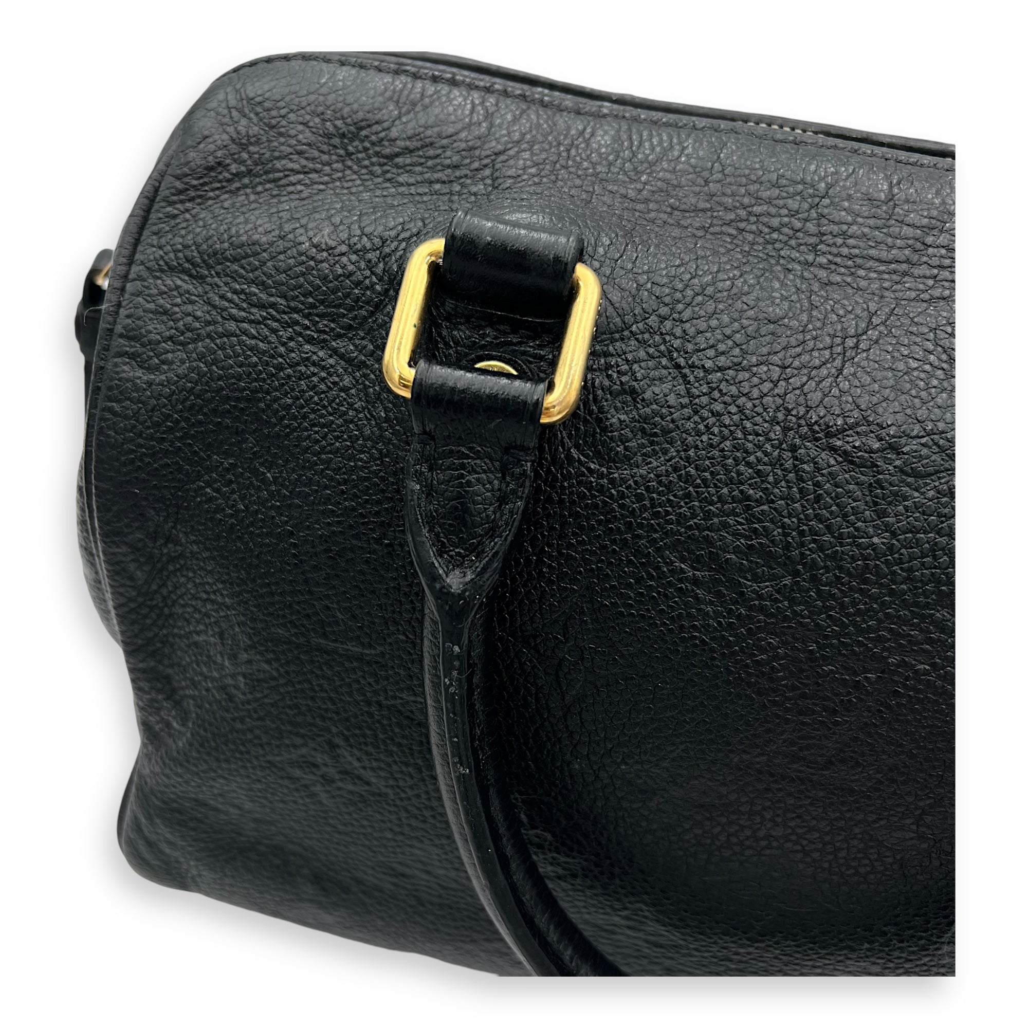 Speedy 25 Black Top Handle Bag in Empreinte Leather, Gold hardware