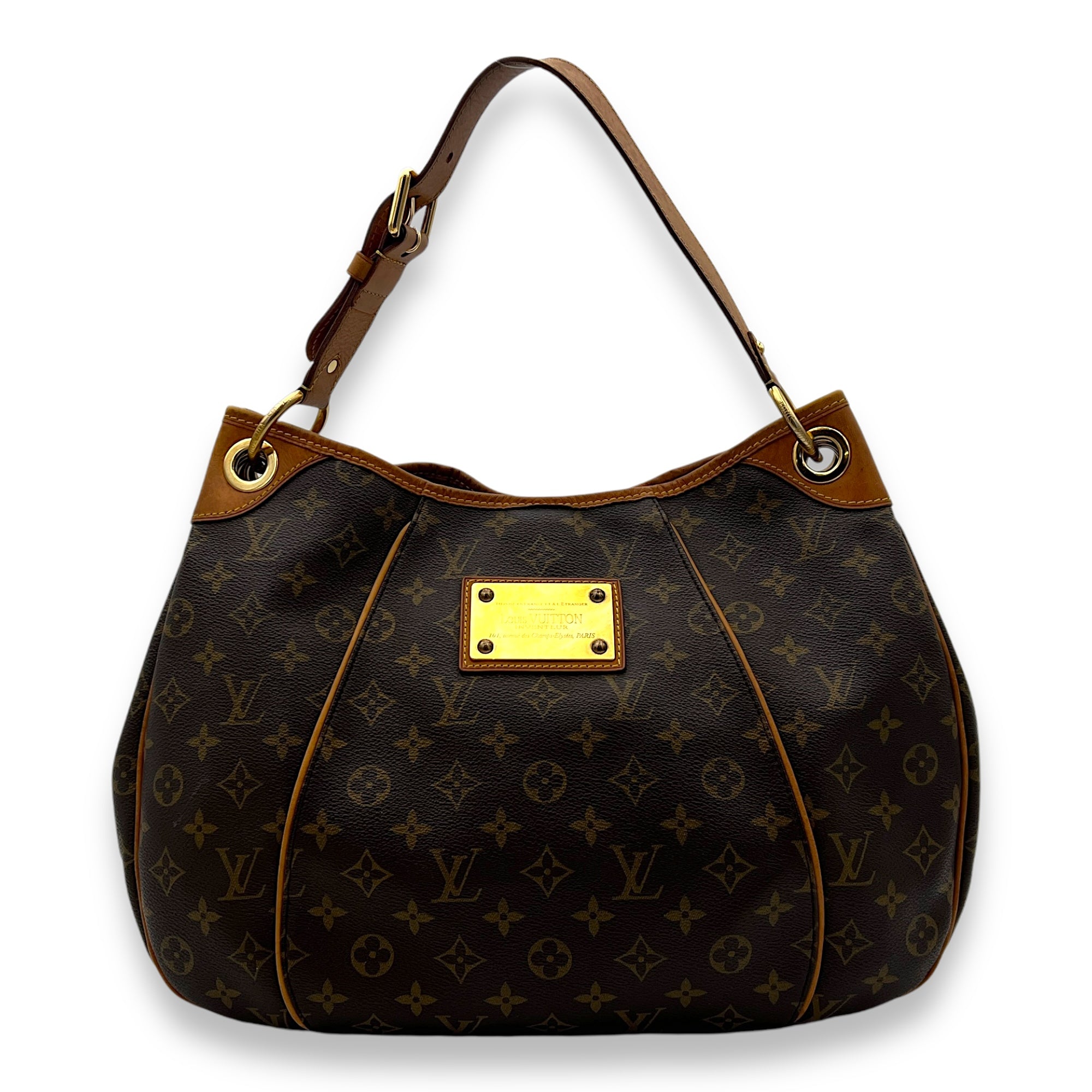 Galleria Shoulder Bag Brown in Monogram Coated Canvas, Gold hardware