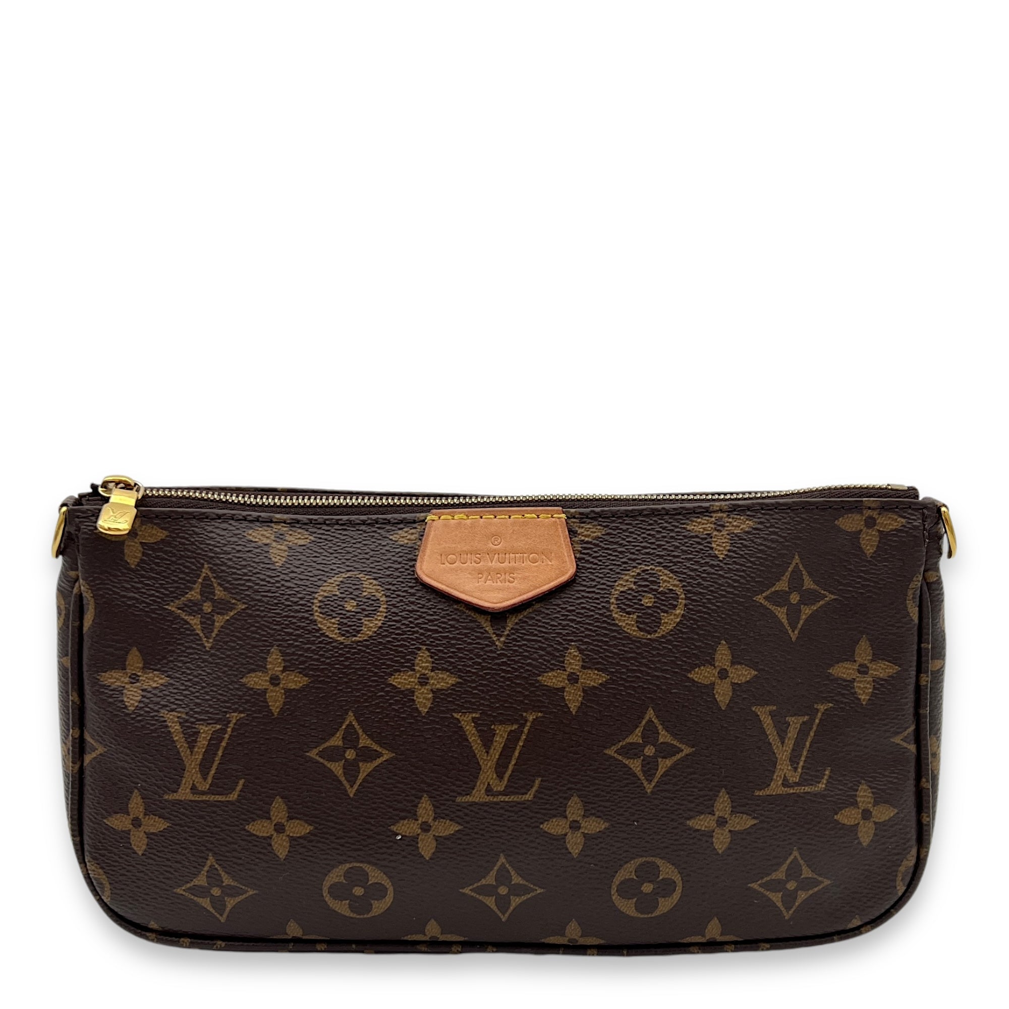 Multi-Pochette Accessoires Crossbody Bag Brown in Monogram Coated Canvas, Gold hardware