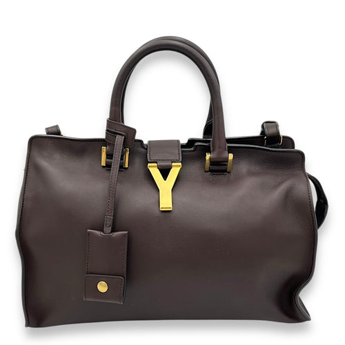 Chyc Top Handle Bag Brown in Calfskin, Gold hardware