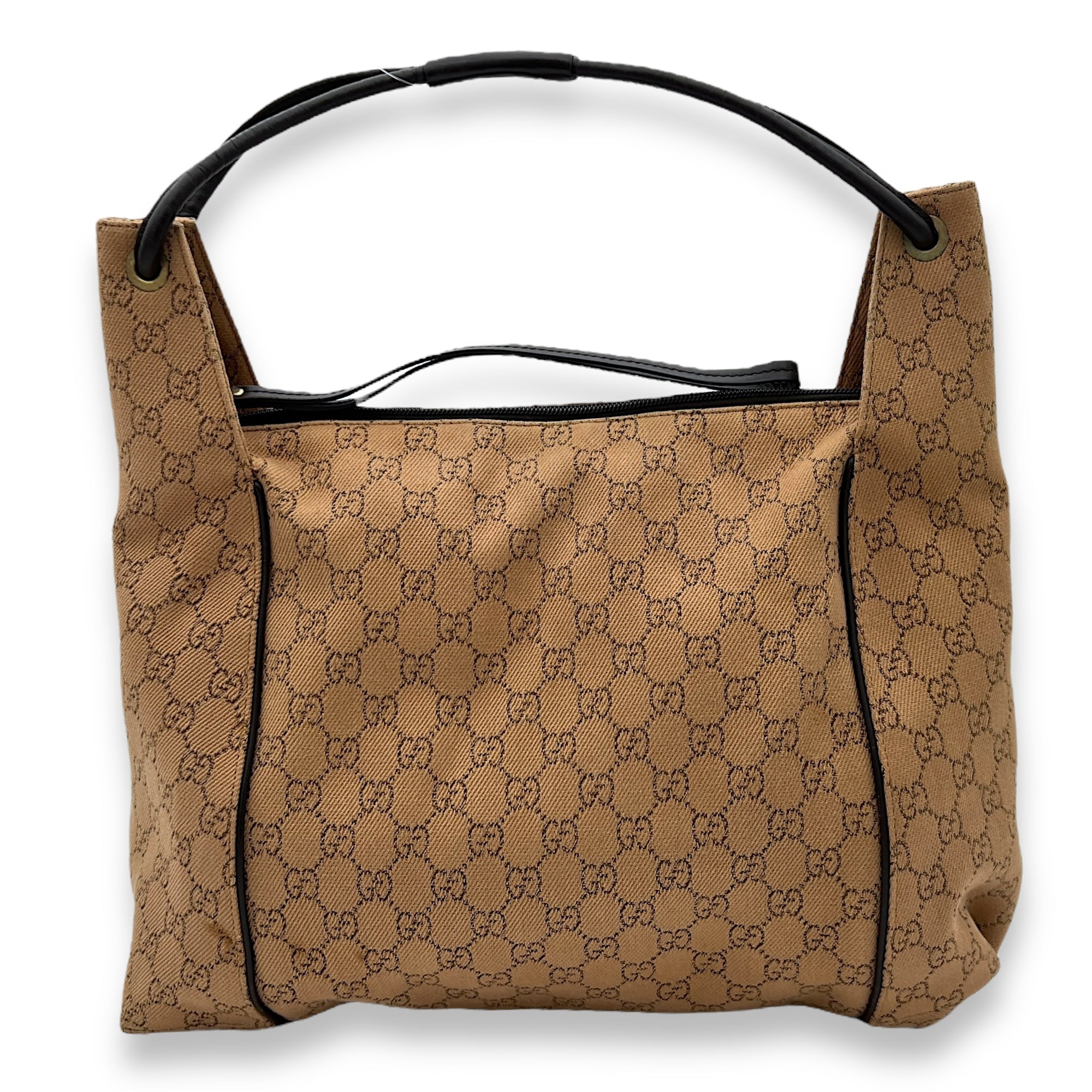 GG Shoulder Bag Brown in Canvas, Silver hardware