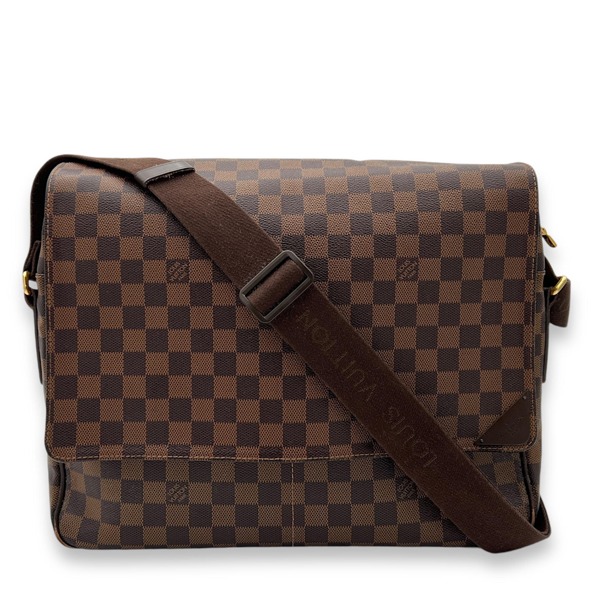 Messenger Brown in Coated Canvas, Gold hardware