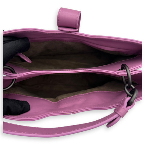 Intrecciato Top Handle Bag Purple in Nappa Leather, Ruthenium hardware