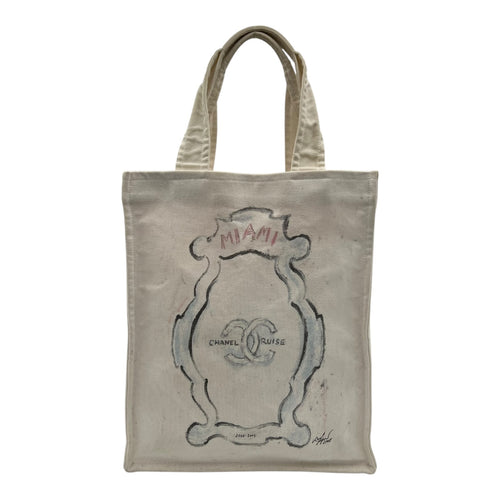 Miami Cruise Tote Bag White in Canvas, Silver hardware