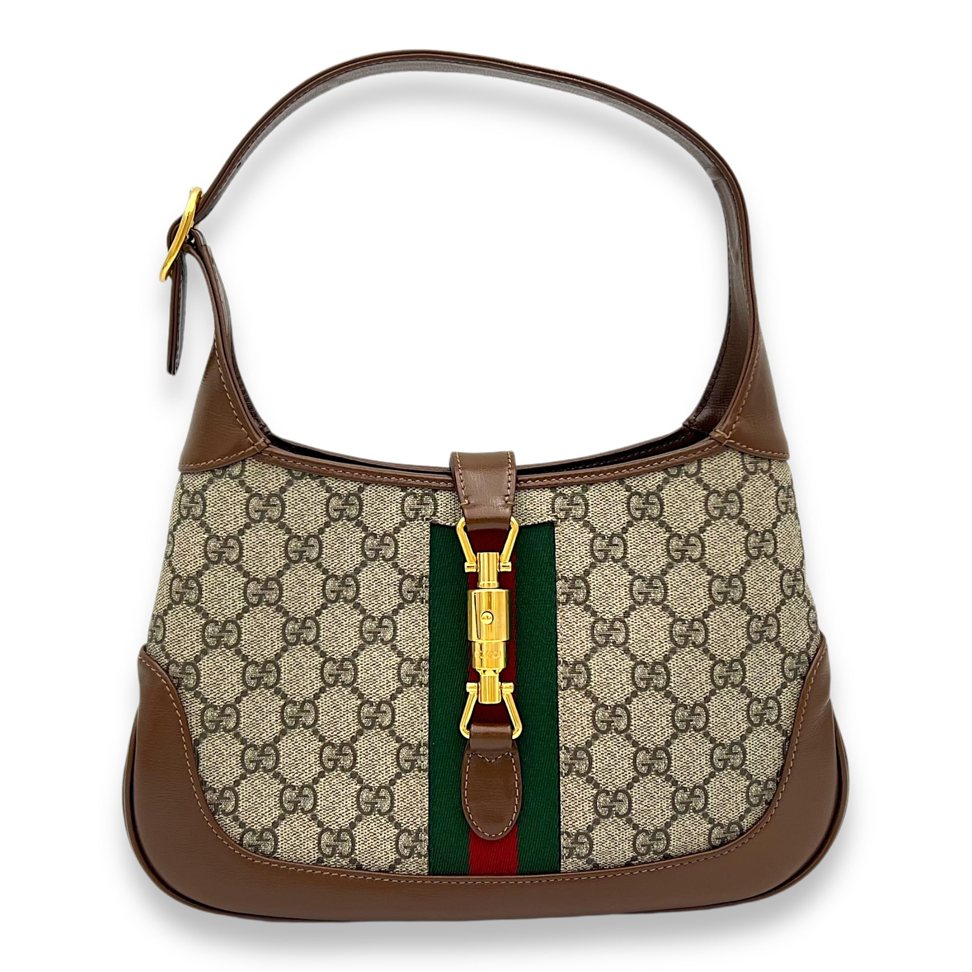 Jackie 1961 Small Brown Top Handle Bag in Monogram Coated Canvas, Gold hardware