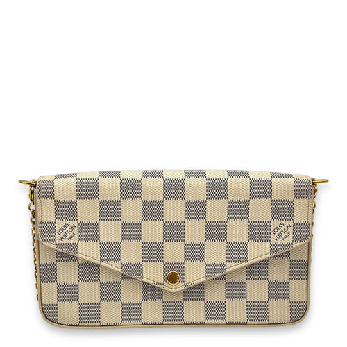 Felicie Damier Azur Wallet On Chain in Coated Canvas, Gold hardware