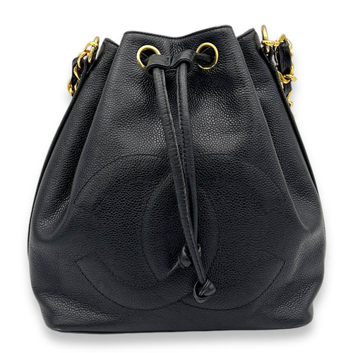 Timeless CC Black Bucket Bag in Caviar Leather, Gold hardware