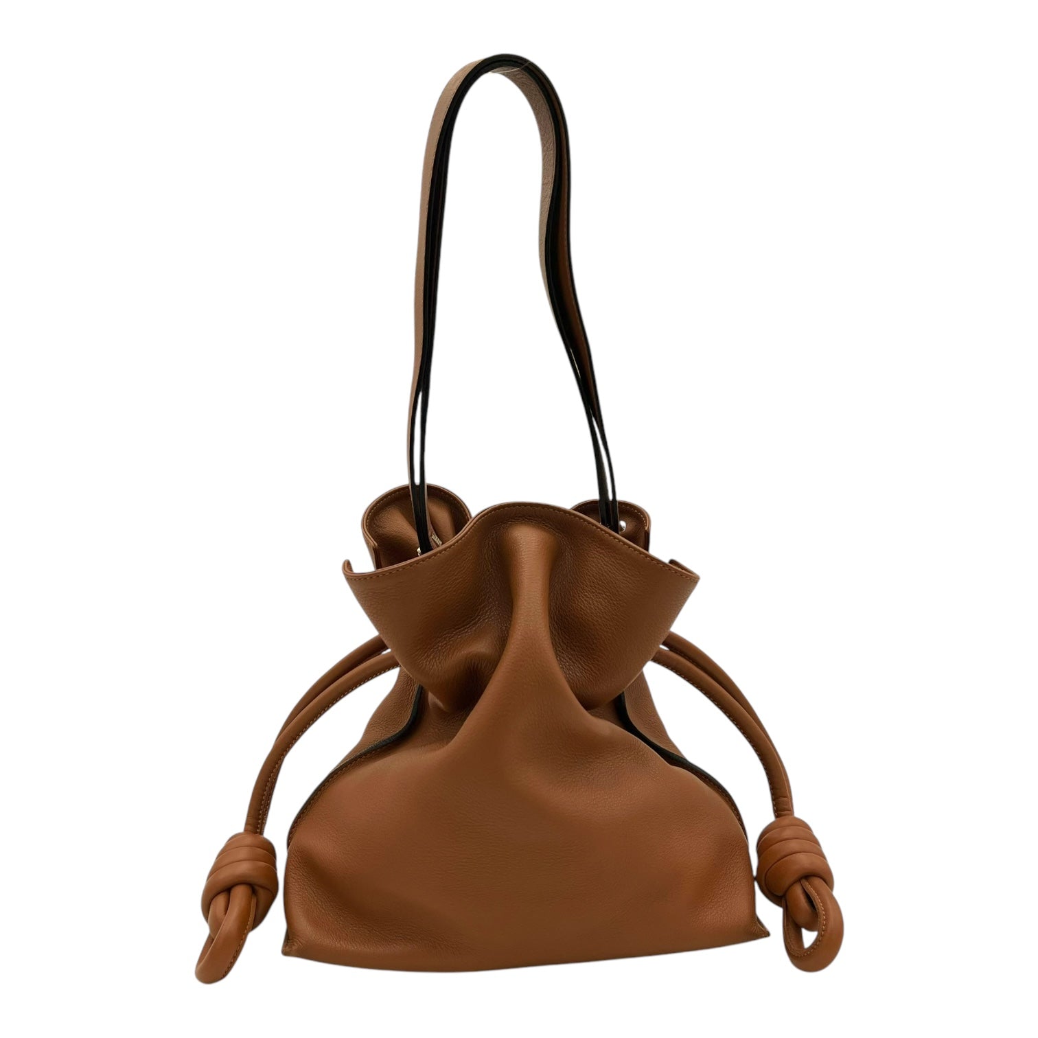 Flamenco Tan Shoulder Bag in Calfskin, Silver hardware