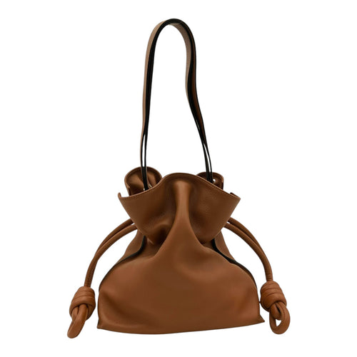 Flamenco Tan Shoulder Bag in Calfskin, Silver hardware