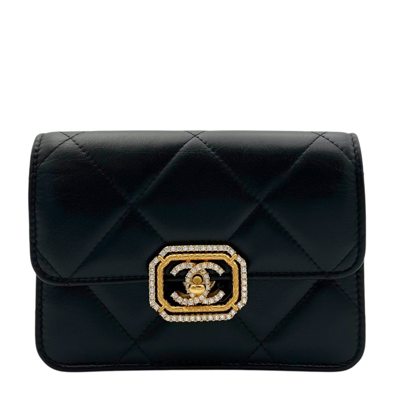 CC Clutch Black in Lambskin, Gold hardware