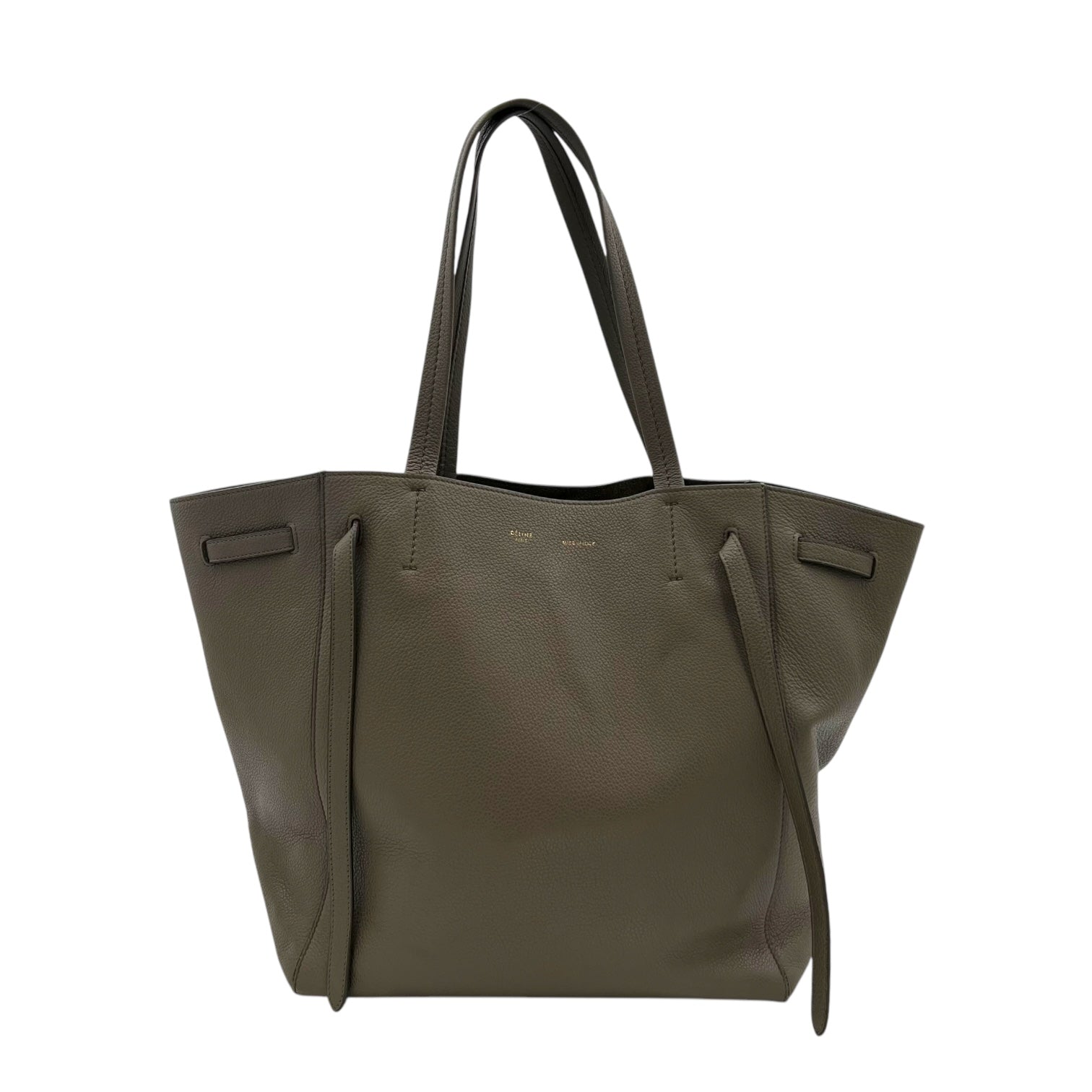 Cabas Tote Bag Taupe in Calfskin, Gold hardware