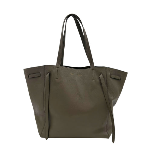 Cabas Tote Bag Taupe in Calfskin, Gold hardware