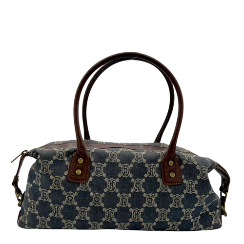 Macadam Shoulder Bag Blue in Denim, Gold hardware