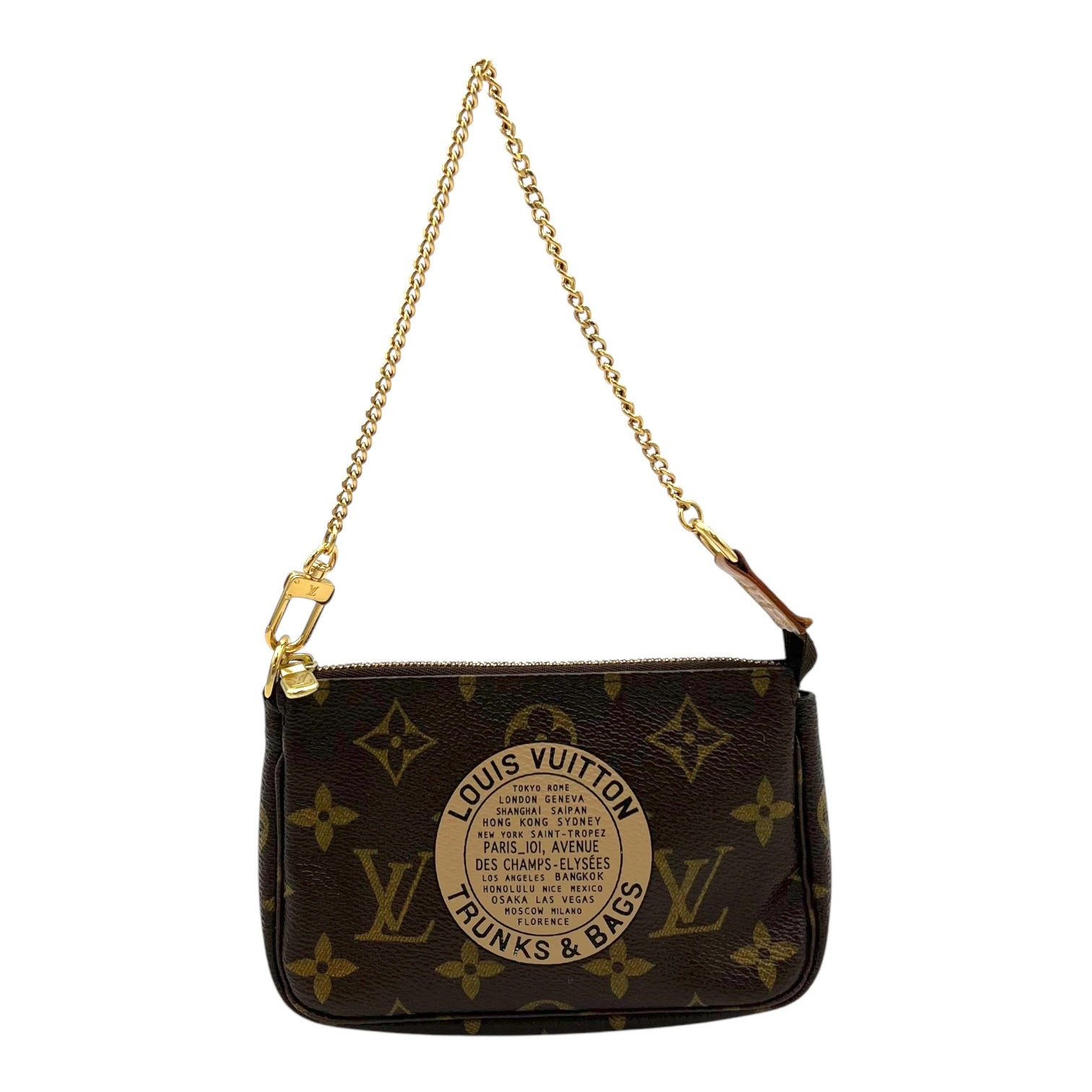 Pochette Accessoires Shoulder Bag Mini Brown in Monogram Coated Canvas, Gold hardware