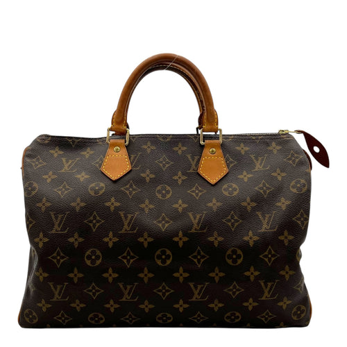 Speedy Top Handle Bag 35 Brown in Monogram Coated Canvas, Gold hardware