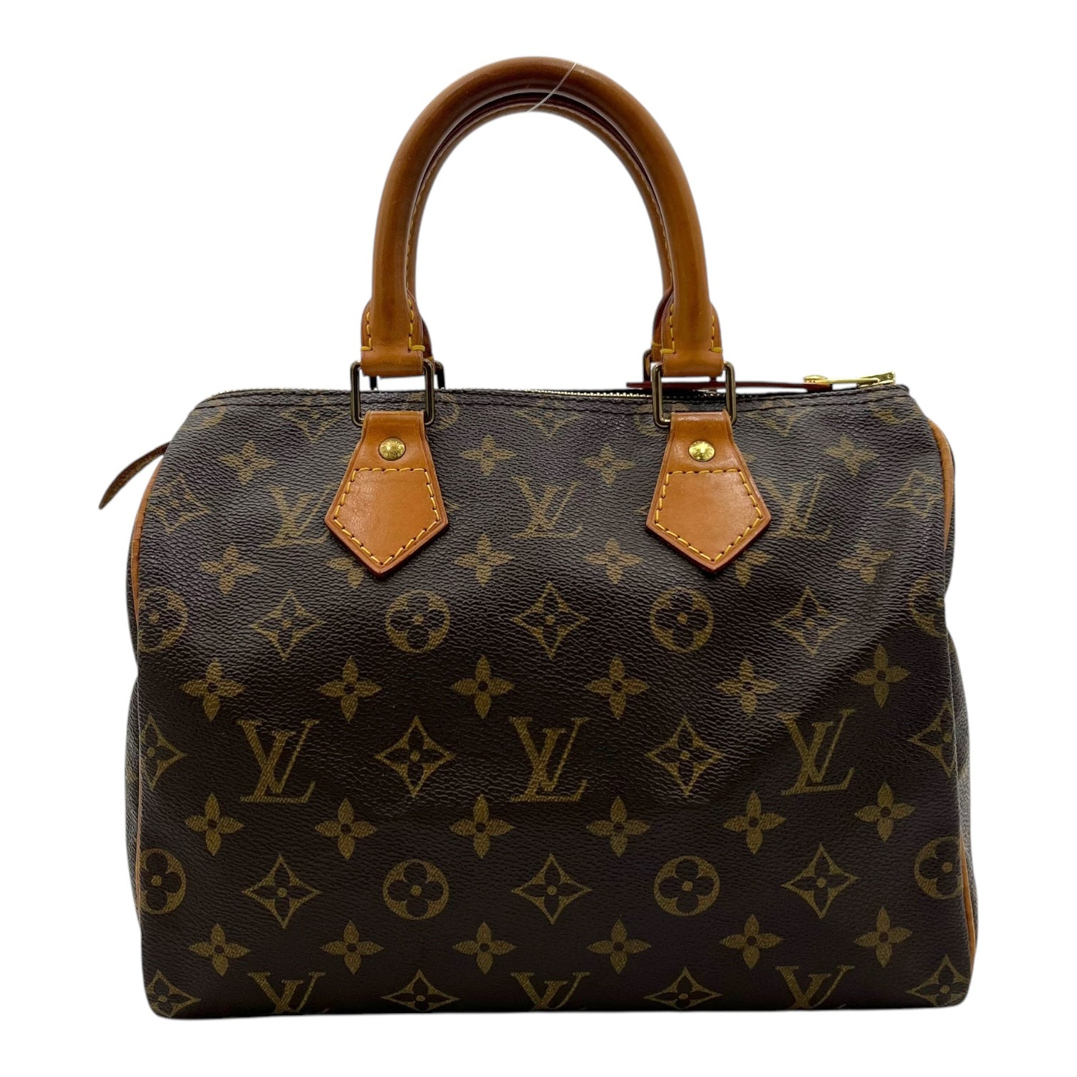 Speedy Top Handle Bag 25 Brown in Monogram Coated Canvas, Gold hardware