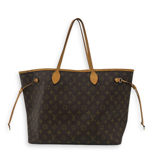 Neverfull Tote Bag GM Brown in Monogram Coated Canvas, Gold hardware