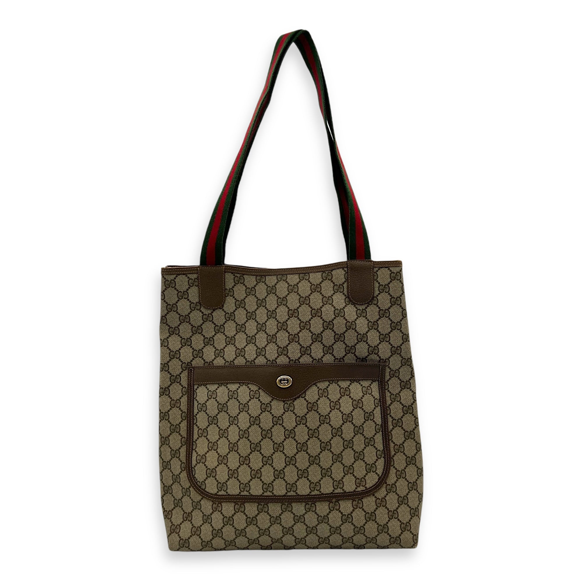 Web Black Tote Bag in Coated Canvas, Gold hardware