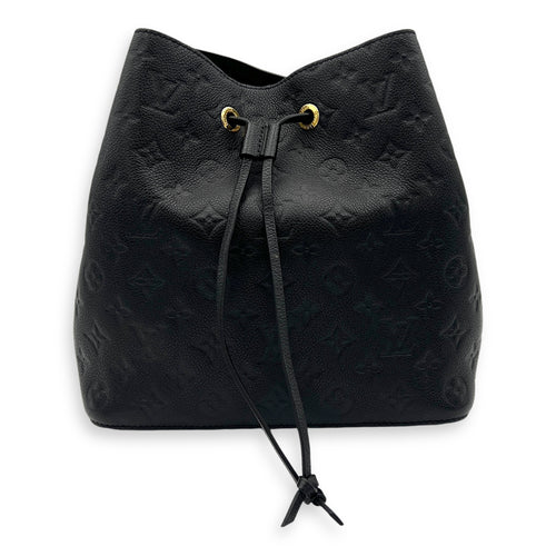 NeoNoe MM Black Shoulder Bag in Empreinte Leather, Gold hardware