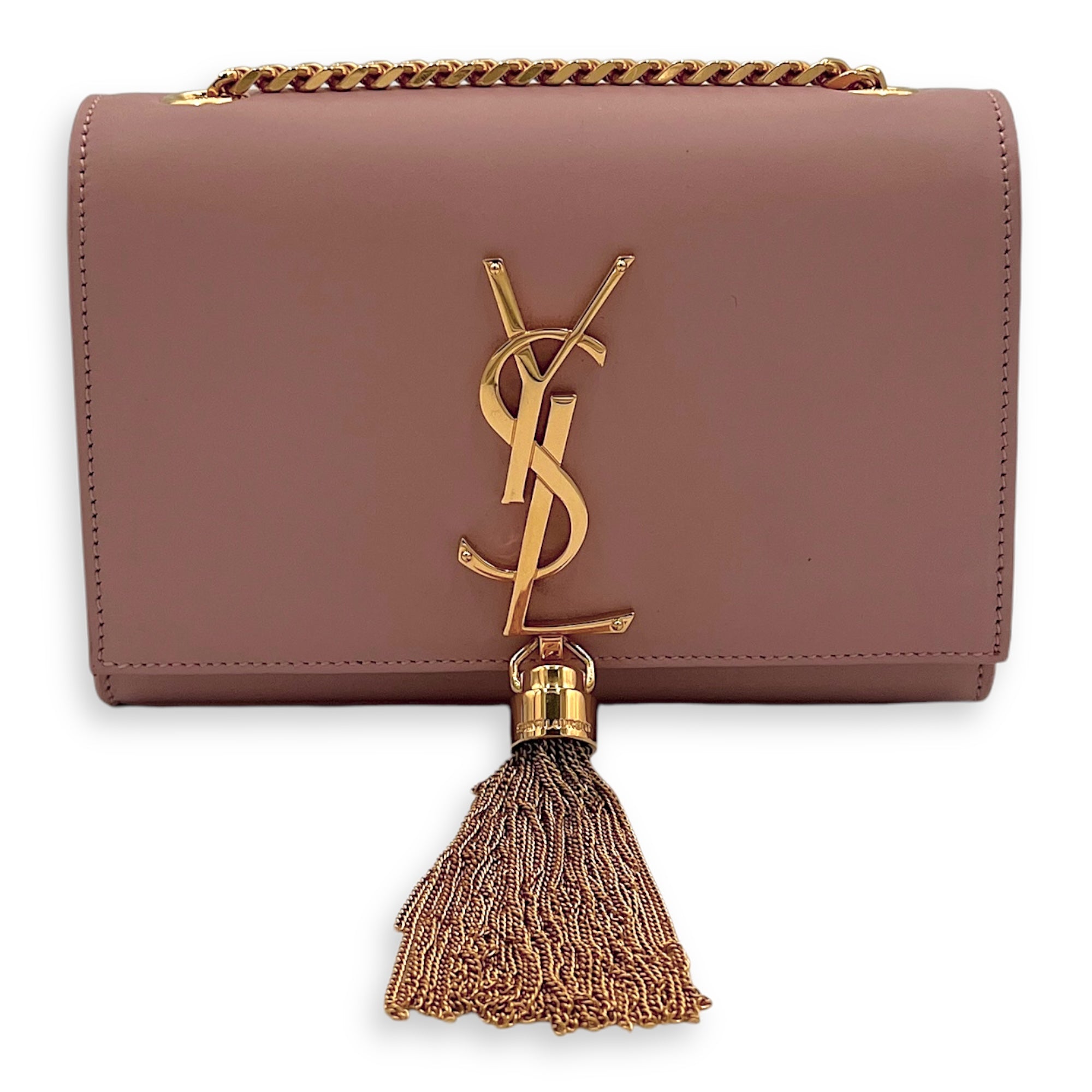 Kate Wallet On Chain Pink in Calfskin, Gold hardware