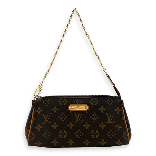 Eva Shoulder Bag Brown in Monogram Coated Canvas, Gold hardware