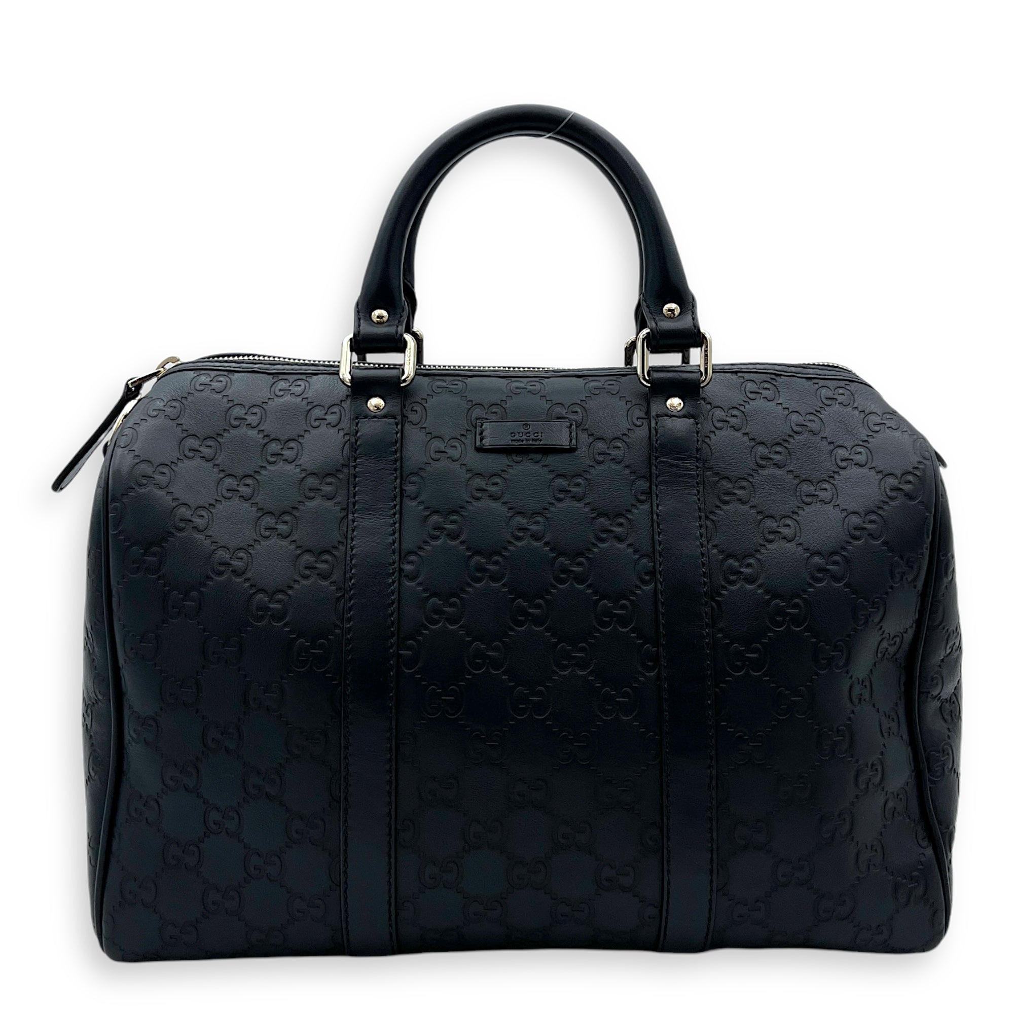 Guccissima Top Handle Bag Blue in Calfskin, Silver hardware