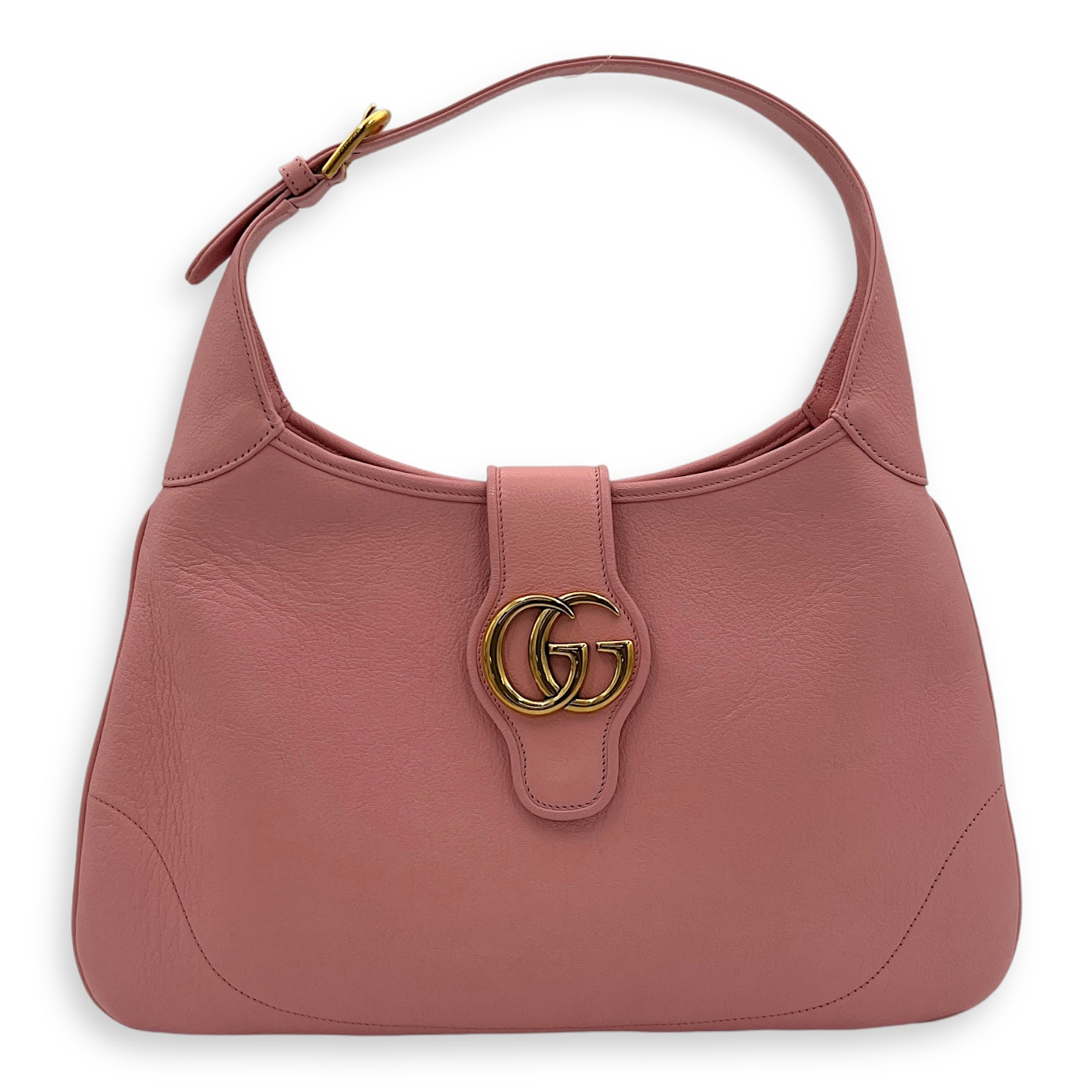 Aphrodite Pink Shoulder Bag in Goat Leather, Gold hardware