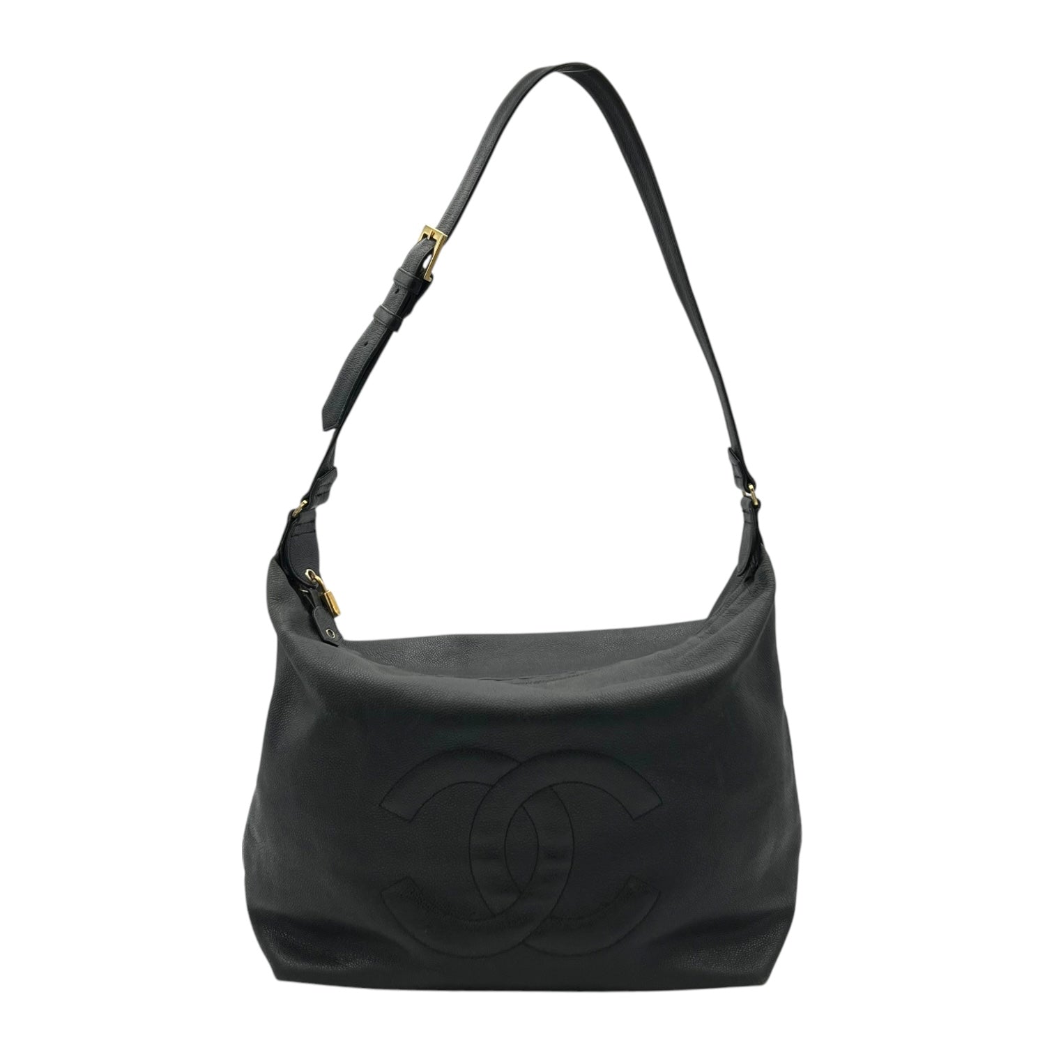 Timeless CC Black Shoulder Bag in Caviar Leather, Gold hardware