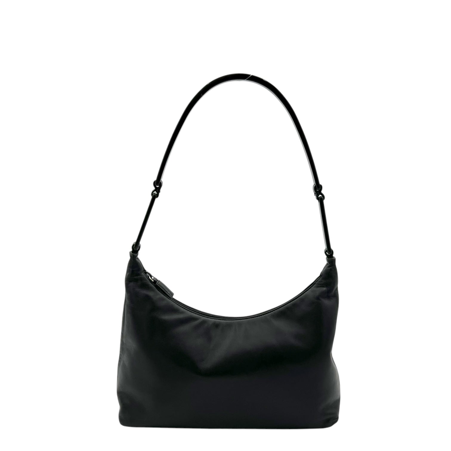 Logo Shoulder Bag Black in Calfskin, Silver hardware