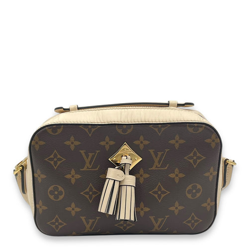 Saintonge Crossbody Bag Brown in Monogram Coated Canvas, Gold hardware