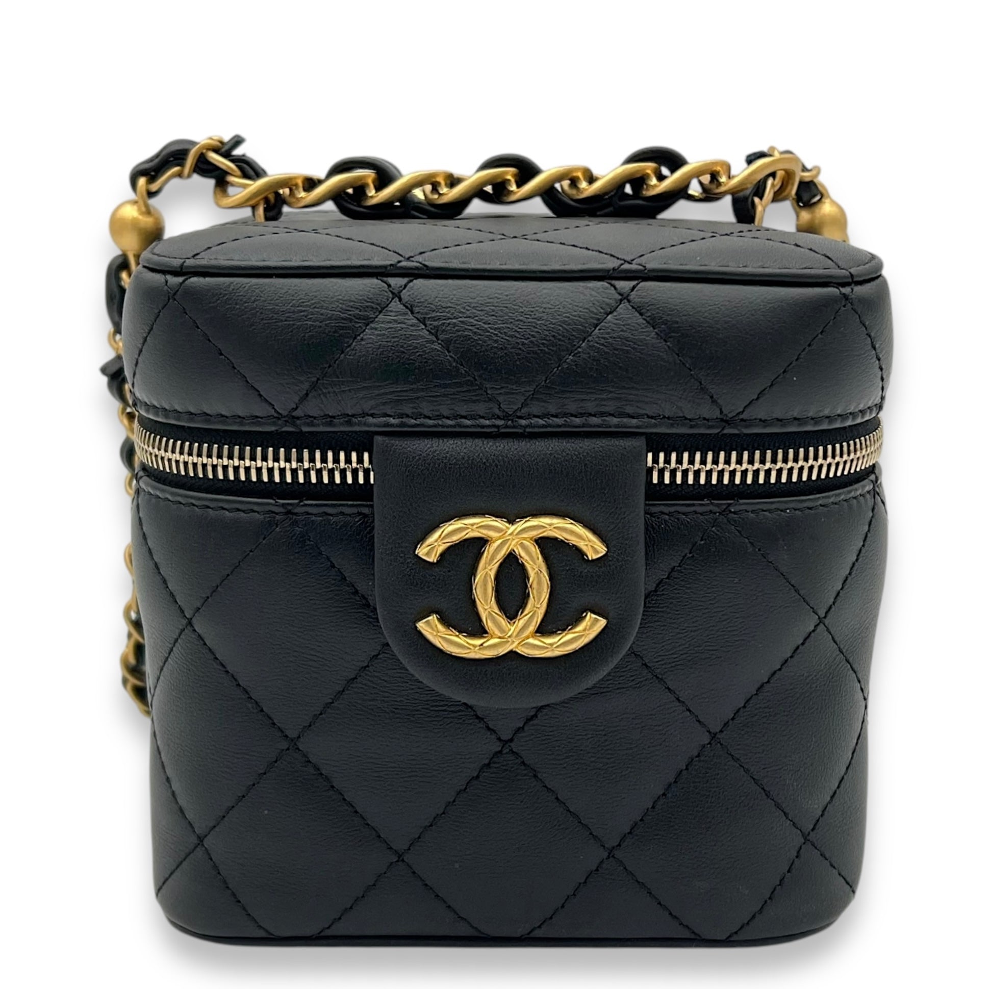 CC Vanity Bag Black in Lambskin, Gold hardware