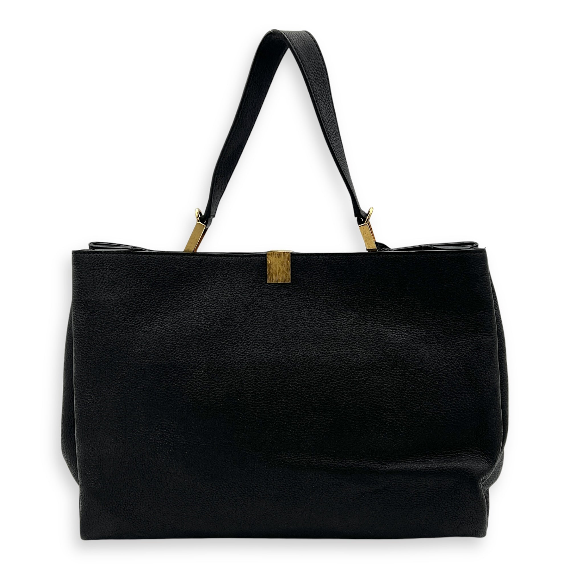 Le Dix Cabas Tote Bag Black in Calfskin, Gold hardware