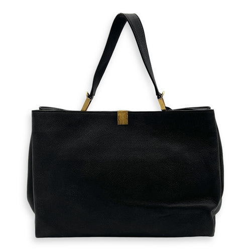 Le Dix Cabas Tote Bag Black in Calfskin, Gold hardware