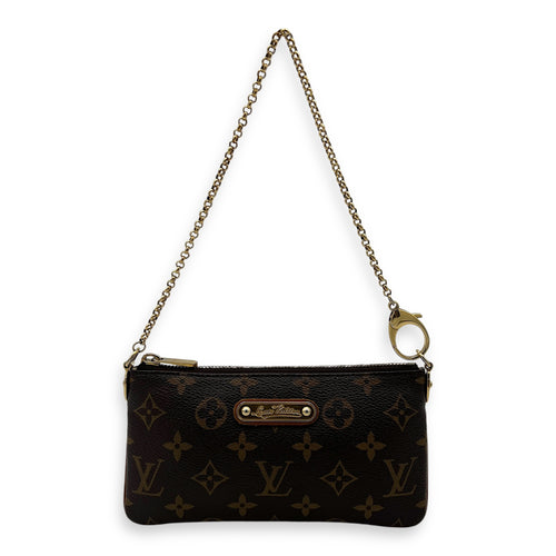 Milla Pouch MM Brown in Monogram Coated Canvas, Gold hardware