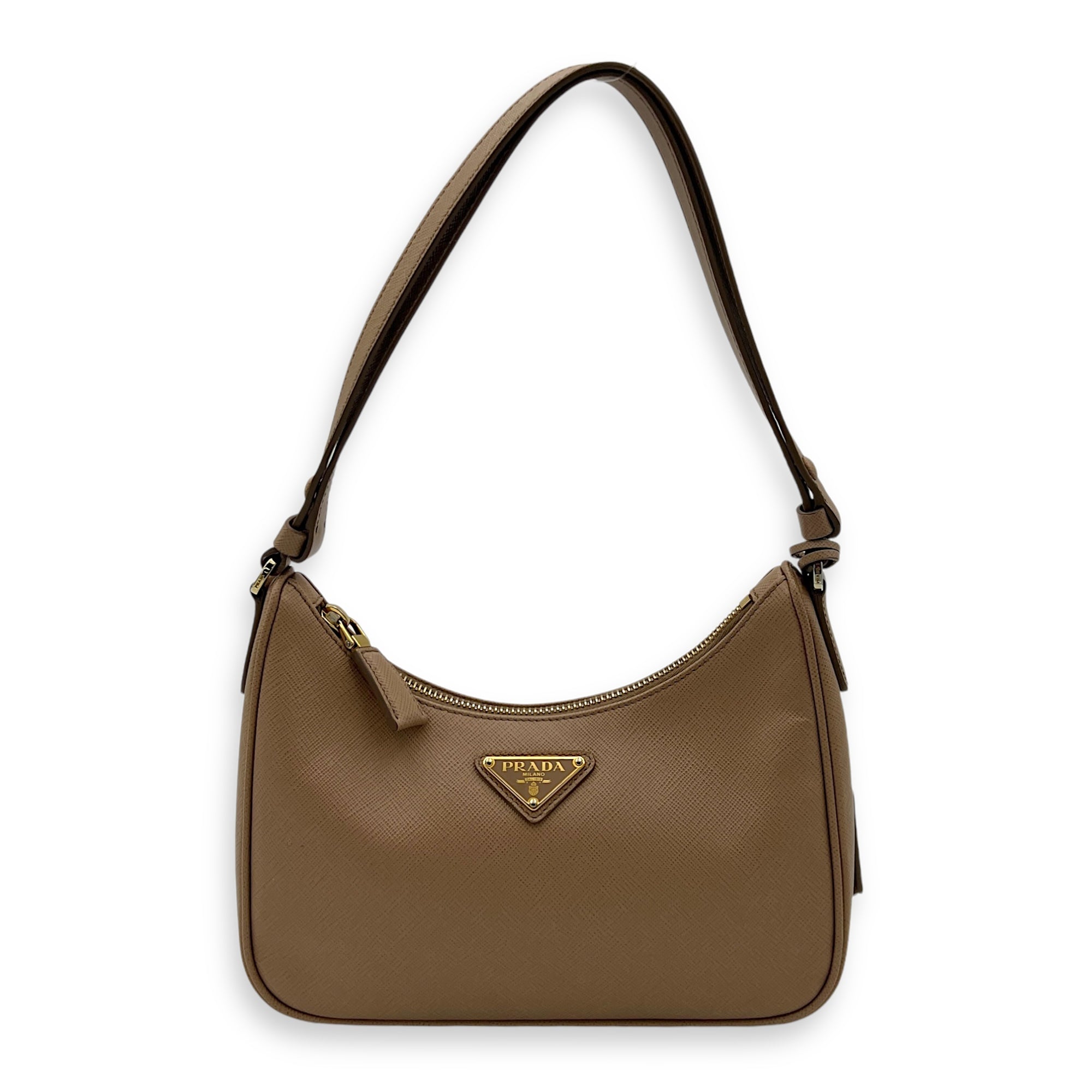 Re-Edition Mini Cammeo Shoulder Bag in Saffiano Leather, Gold hardware