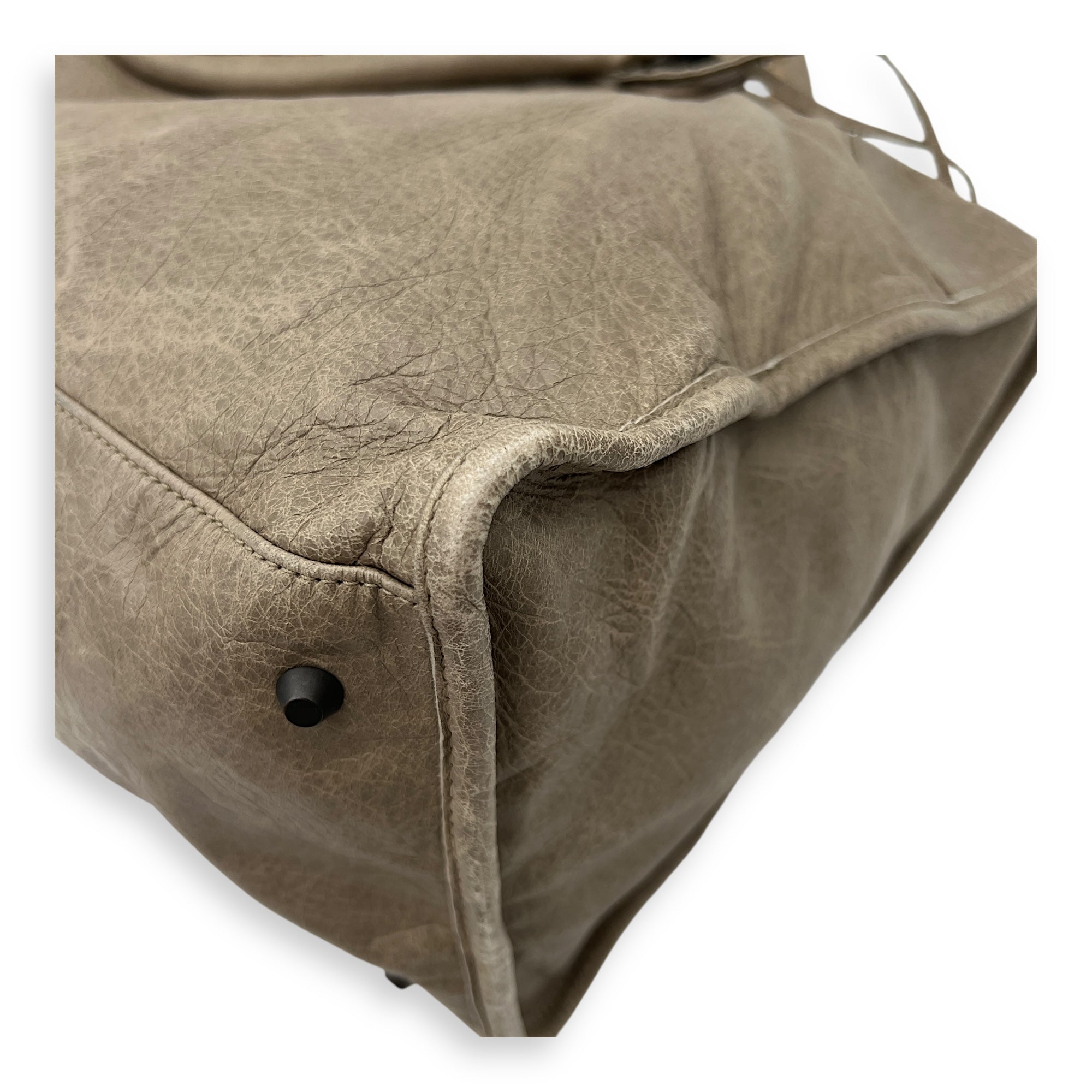 Work Top Handle Bag Brown in Distressed Leather, Gunmetal hardware