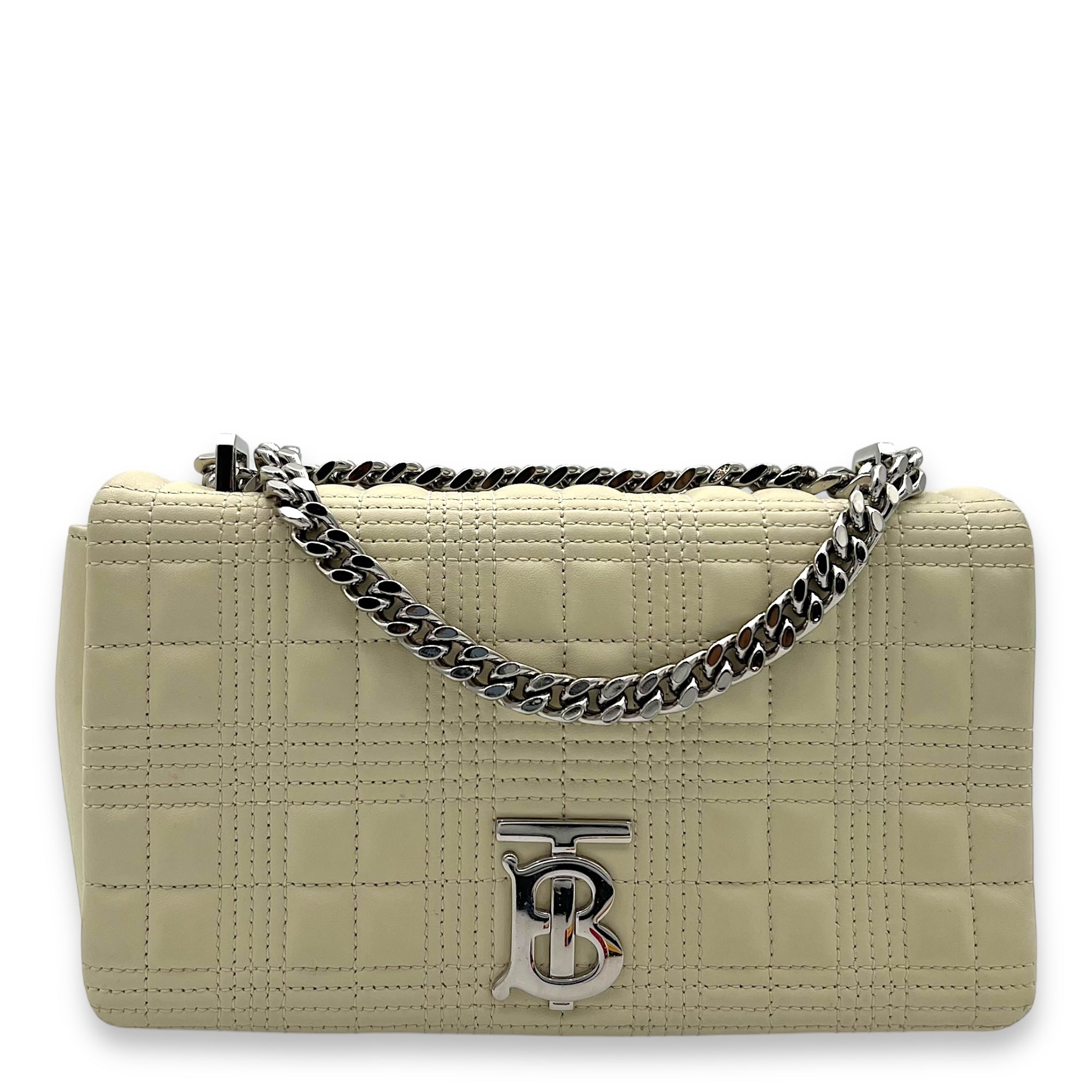 Lola Shoulder Bag White in Calfskin, Silver hardware