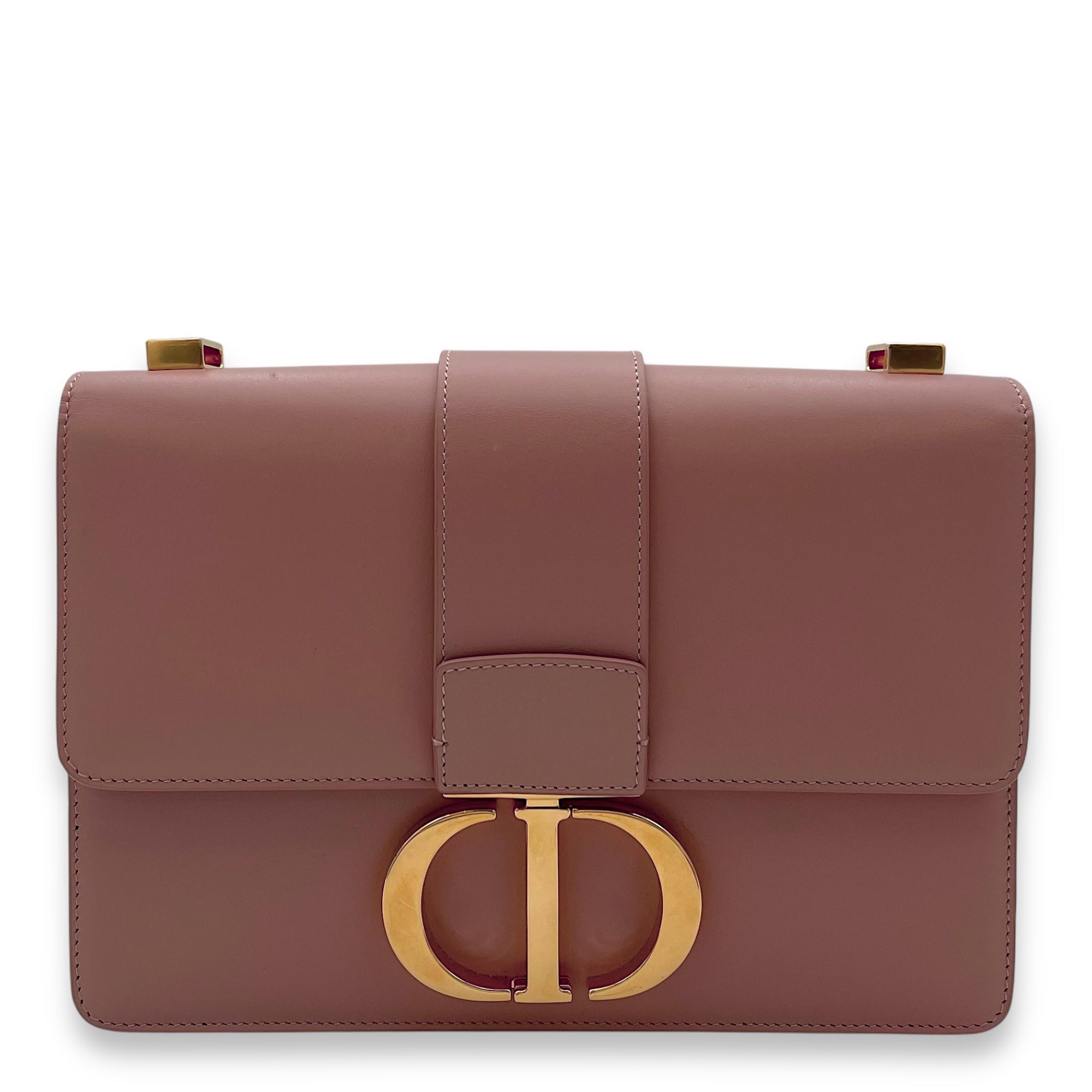 30 Montaigne Medium Pink Shoulder Bag in Calfskin, Gold hardware