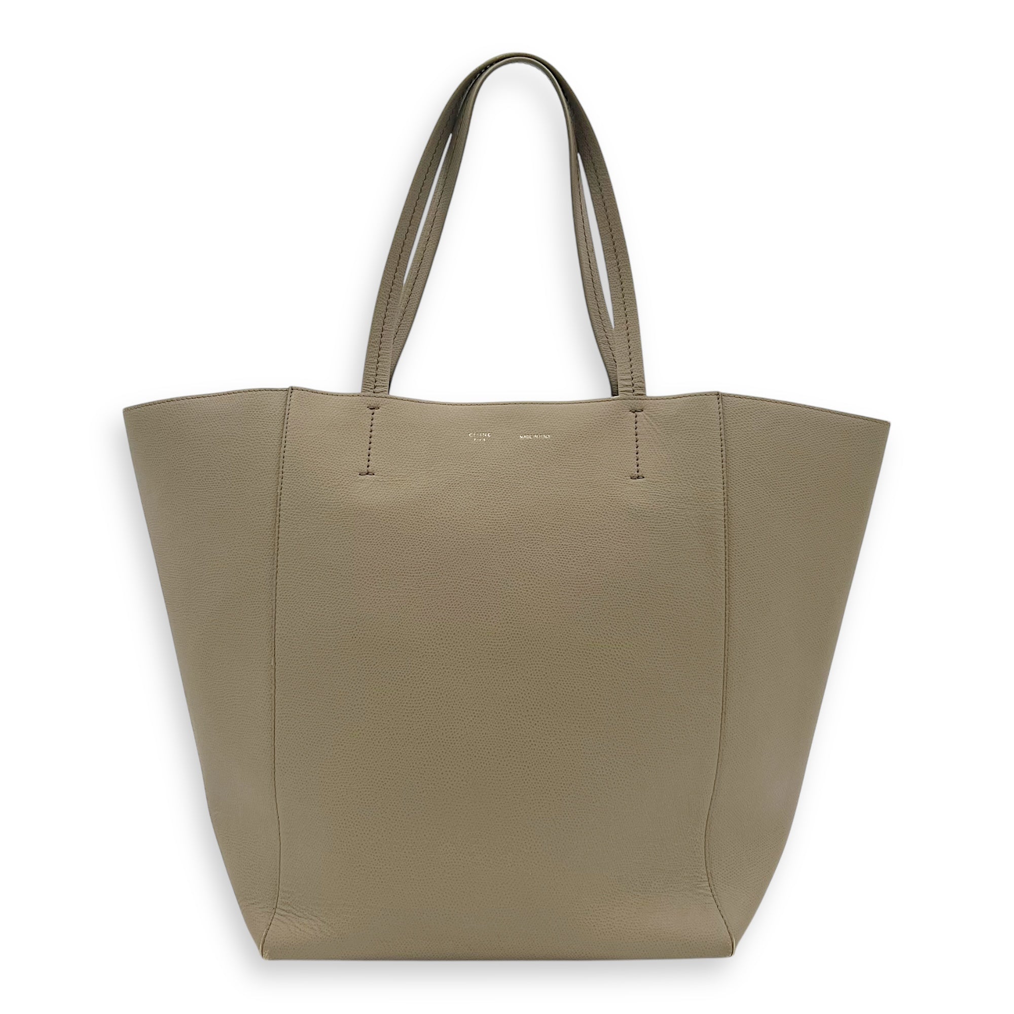 Phantom Cabas Tote Bag Grey in Calfskin, Gold hardware