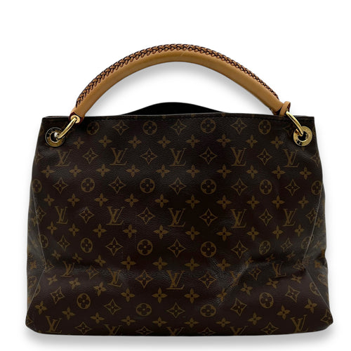 Artsy Top Handle Bag Brown in Monogram Coated Canvas, Gold hardware