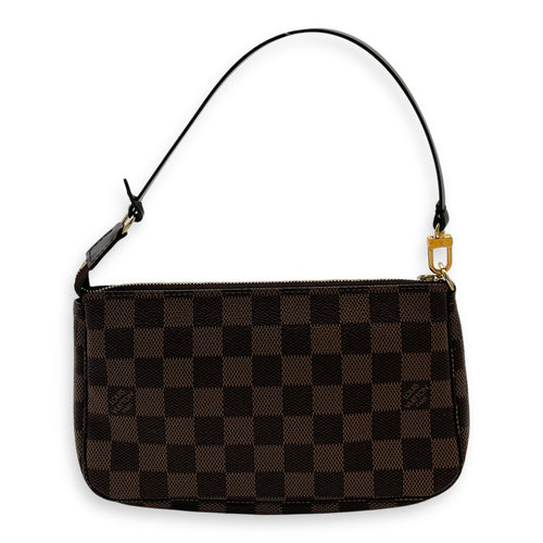 Pochette Shoulder Bag Brown in Coated Canvas, Gold hardware