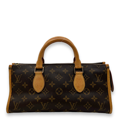 Popincourt Top Handle Bag Brown in Monogram Coated Canvas, Gold hardware