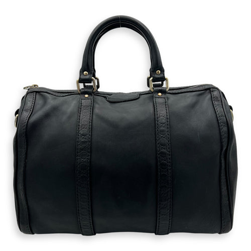 Boston Top Handle Bag Black in Calfskin, Light Gold hardware