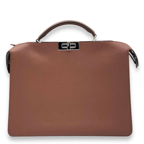 ISeeU Top Handle Bag Brown in Calfskin, Silver hardware