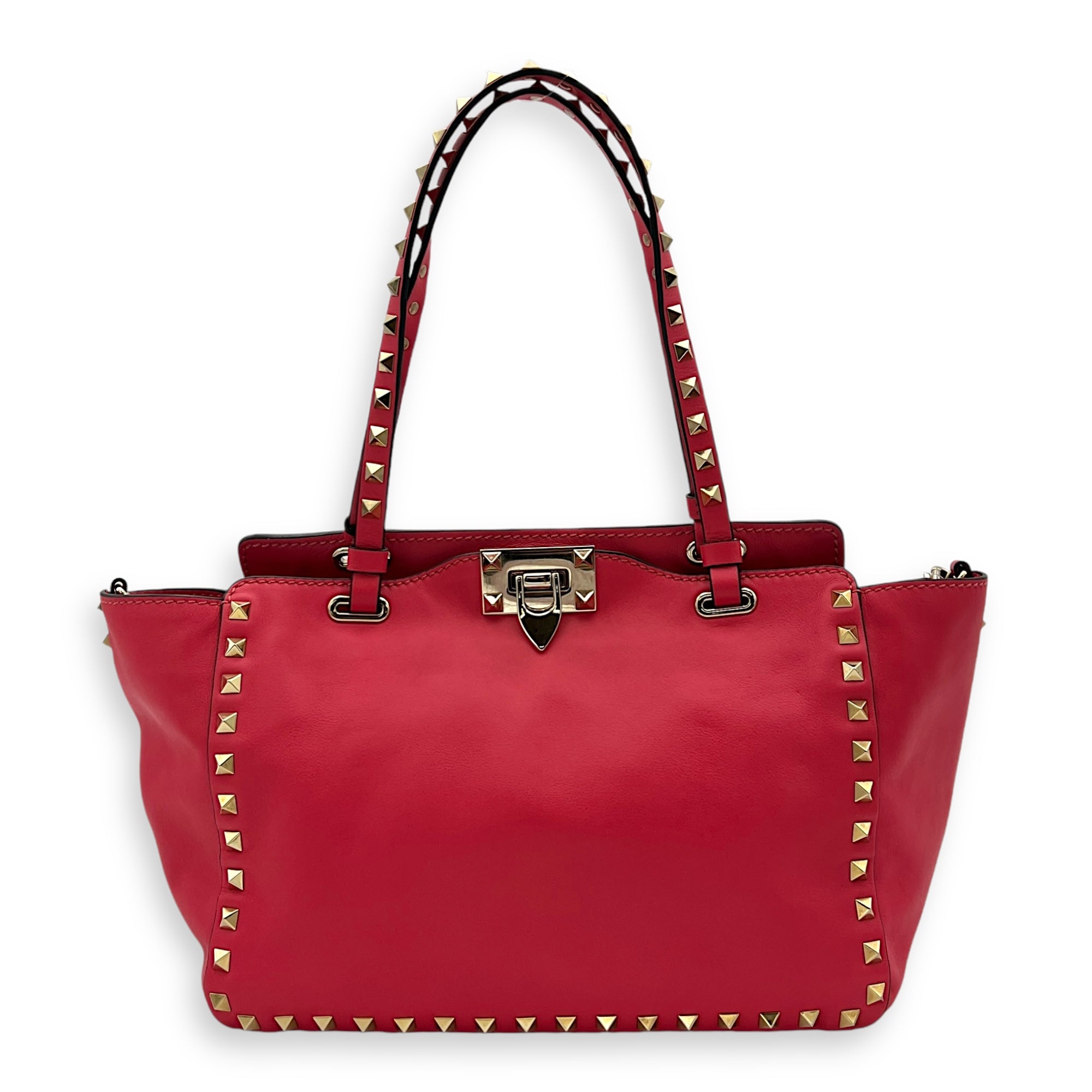 Rockstud Top handle bag in Calfskin, Gold Hardware