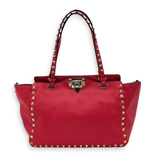 Rockstud Top handle bag in Calfskin, Gold Hardware