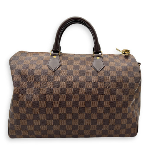 Louis Vuitton Speedy Top Handle Bag 35 Brown in Coated Canvas, Gold hardware_1