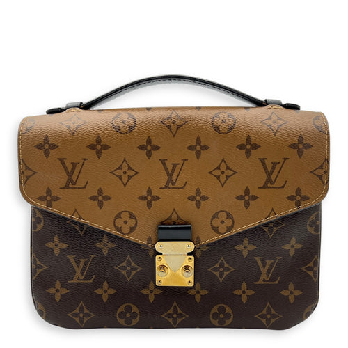 Louis Vuitton Pochette Metis Crossbody Bag Brown in Monogram Coated Canvas, Gold hardware_1