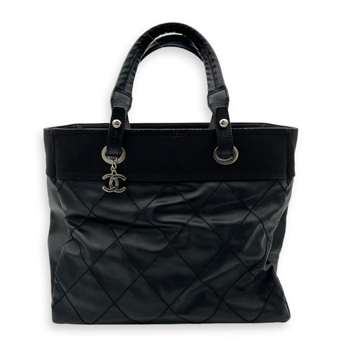 Chanel Biarritz Tote Bag Black in Coated Canvas, Silver hardware_1