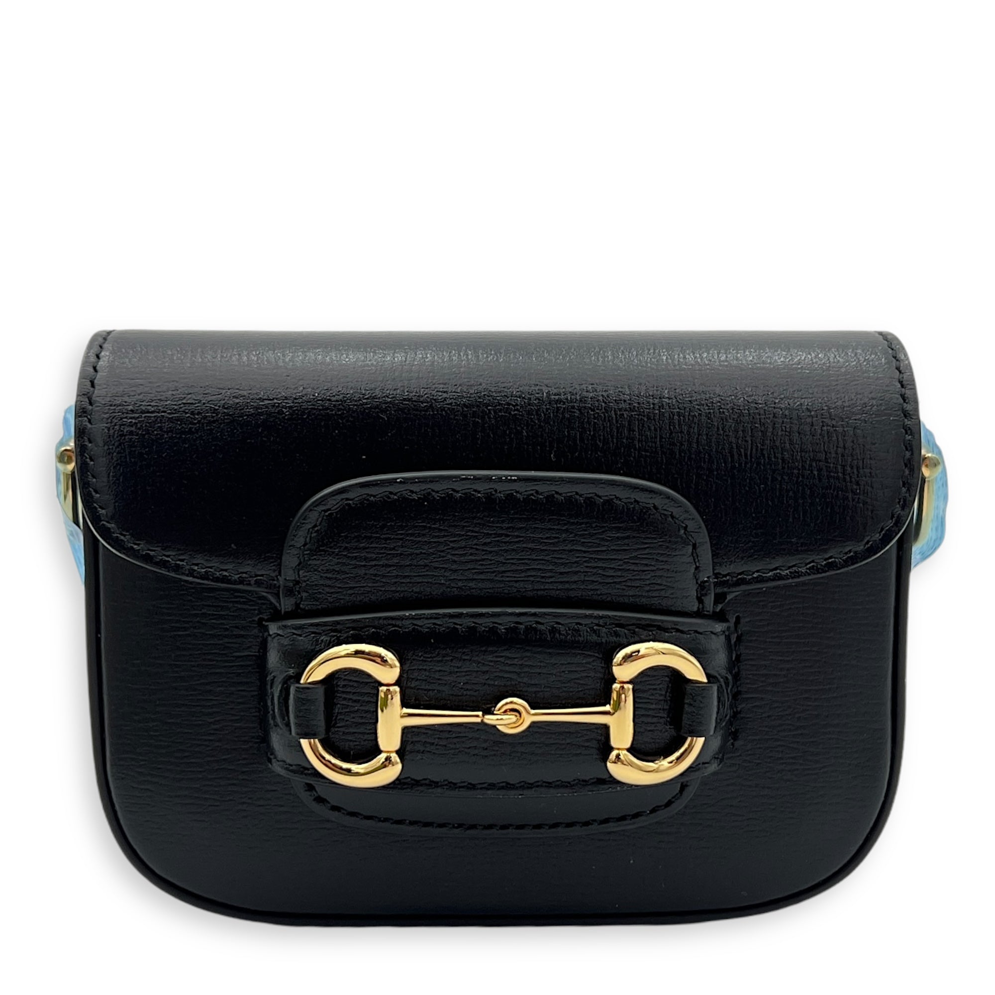 Gucci Horsebit 1955 Crossbody Bag Super Mini Black in Calfskin, Gold hardware_1